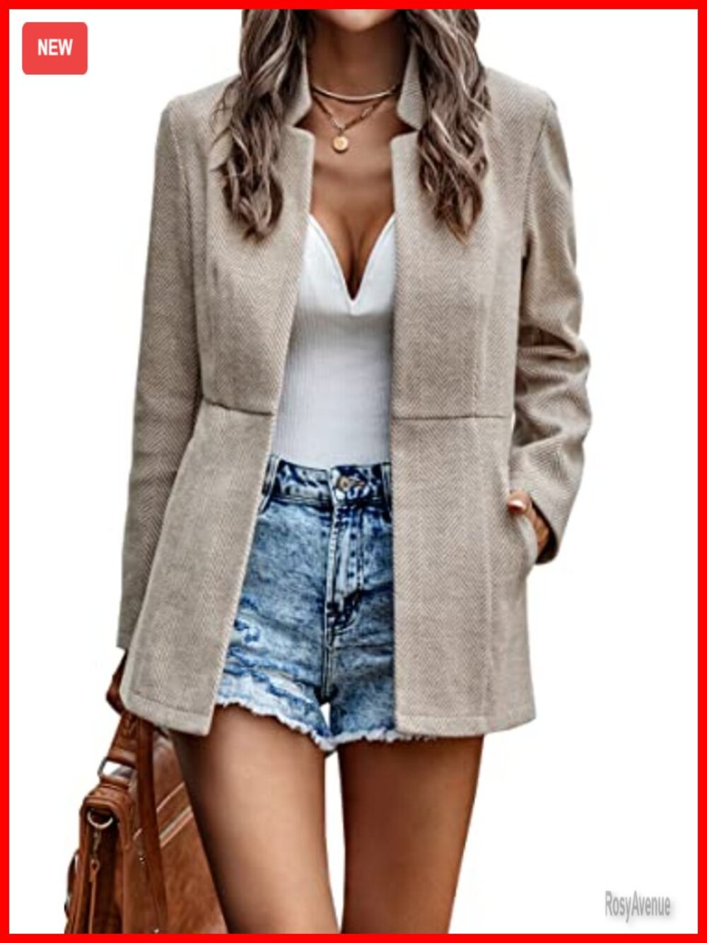 Women's Open Front Blazer Long Sleeve Notch Collar Business Work Coat